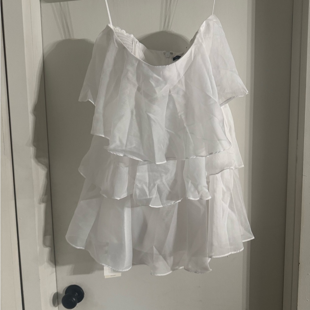 White Layered Ruffle Dress